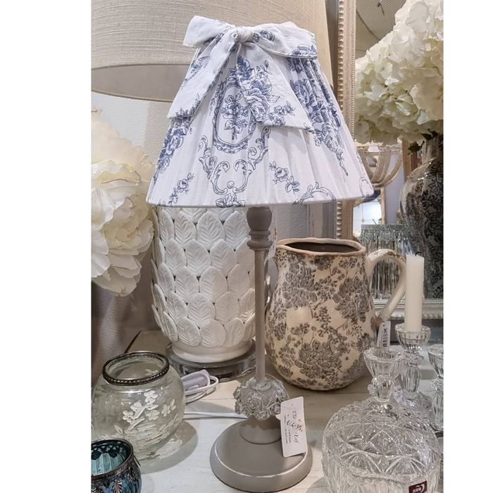 Table Lamp with blue & white shade