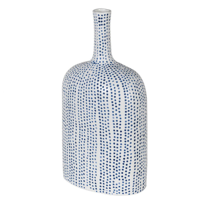 Large Blue and White Polka Dot Vase