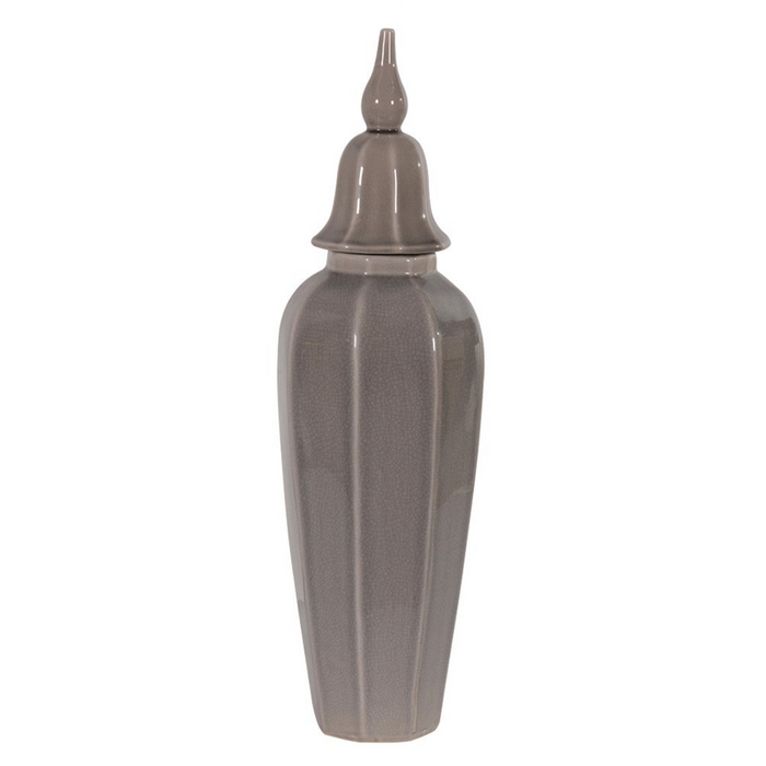 Large Grey Lidded Urn