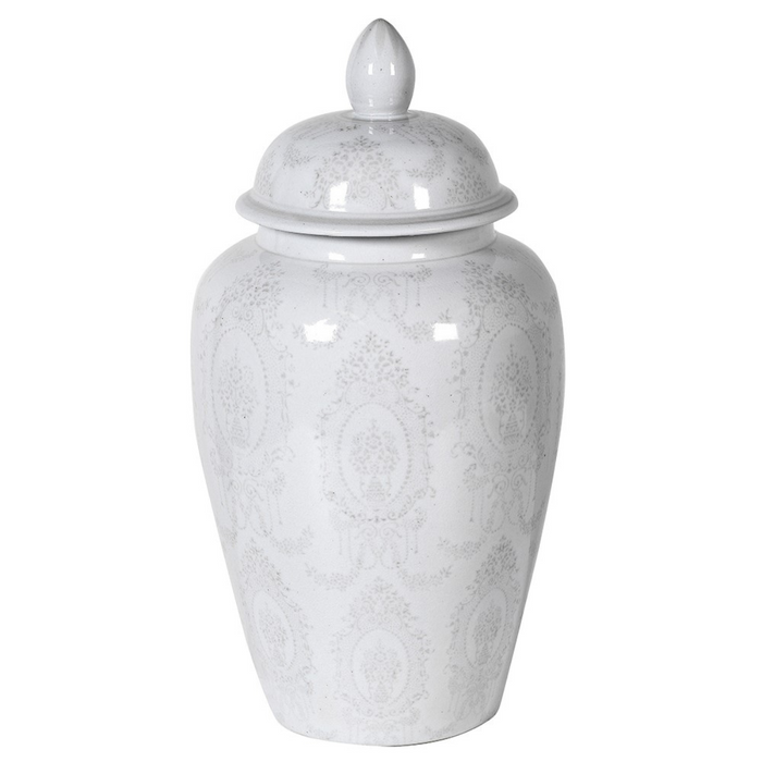 Large Grey and White Lidded Ginger Jar