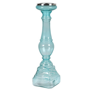 Large Opaque Blue Glass Candle Stick nationwide delivery www.lilybloom.ie