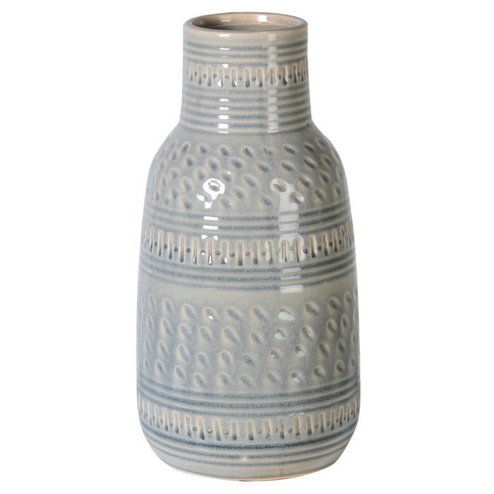 Large Soft Grey Patterned Vase
