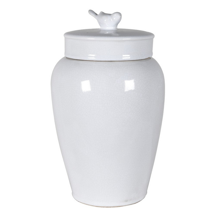 Large White Bird Top Jar