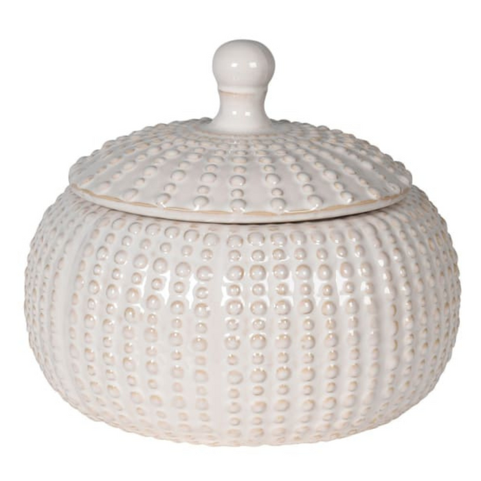 Large White Squat Jar with Lid