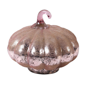 Light Pink Glass Pumpkin Decoration nationwide delivery www,lilybloom.ie