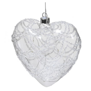 Lit Glitter Scallop Glass Heart nationwide delivery www.lilybloom.ie