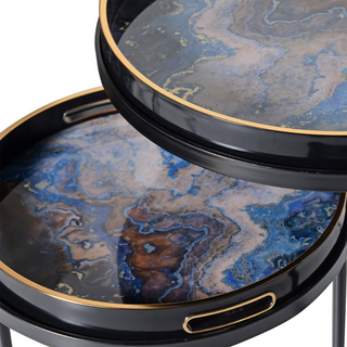 set  of 2 blue marble tray tables nationwide delivery www.lilybloom.ie