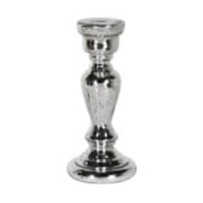 Medium Shiny Silver Candleholder