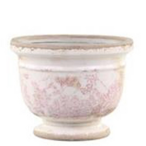 Melun Round Planter with Pink French Pattern