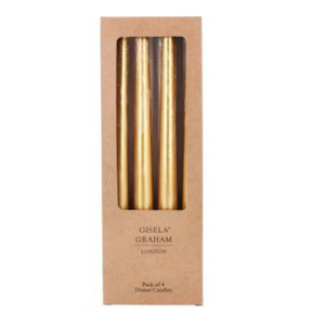 Metallic Gold Taper Dinner Candles - set of 4 Christmas nationwide delivery www.lilybloom.ie