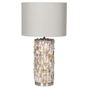 Mother of Pearl Effect Ceramic Lamp with Linen Shade nationwide delivery www.lilybloom.ie