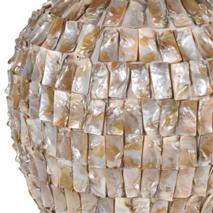 Mother of Pearl Round Table Lamp with linen shade delivery nationwide www.lilybloom.ie