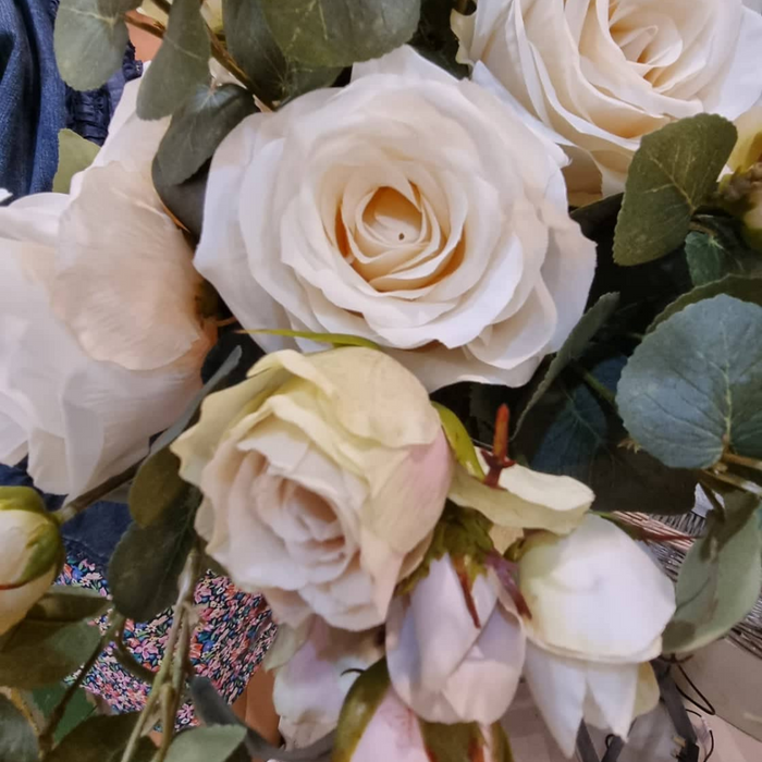 Cream & Pink Rose Hand Tied Bouquet
