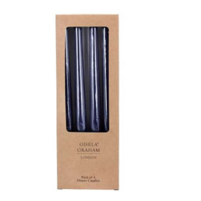 Navy Blue Taper Dinner Candles - set of 4