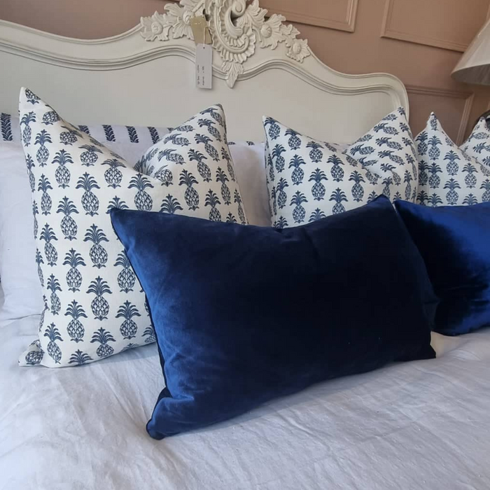 Navy Velvet Rectangular Cushion