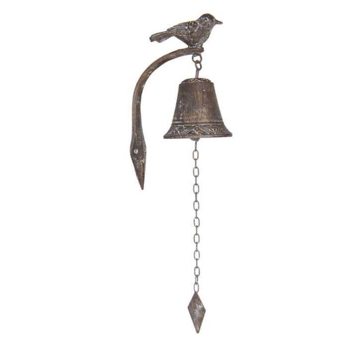 Old Fashioned Cast Iron Door Bell with Brown Bird