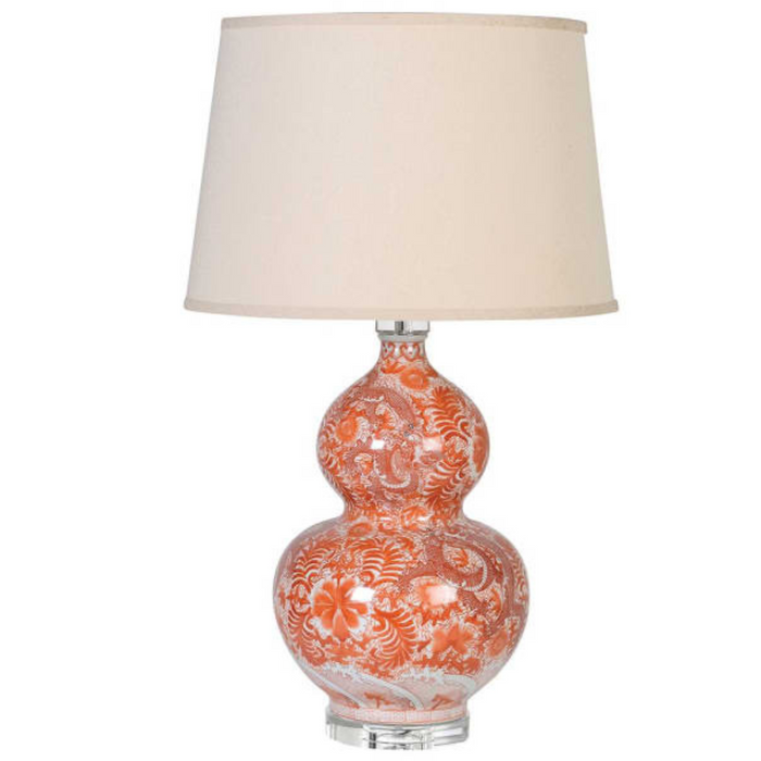 Orange Bulbous Patterned Lamp