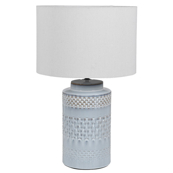 Pale Blue Lamp with Linen Shade
