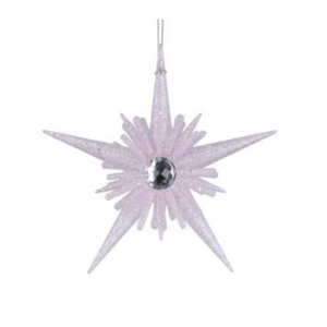 Pale Pink Glitter Five Point Christmas Star Christmas Decoration nationwide delivery www.lilybloom.ie