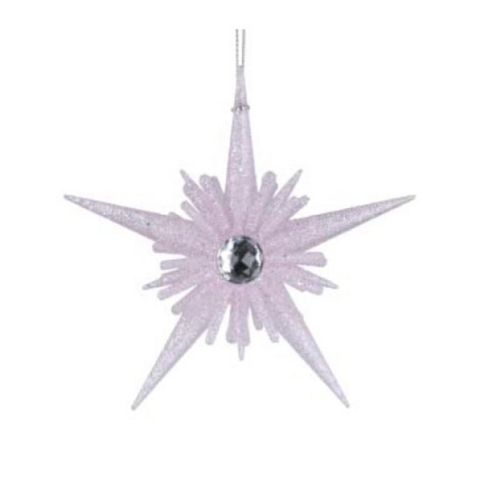 Pale Pink Glitter Five Point Christmas Star Christmas Decoration