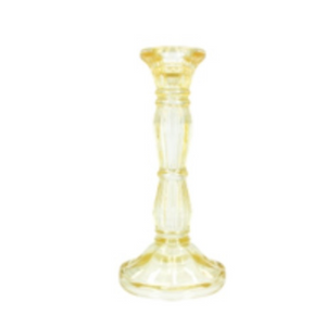 Pastel Yellow Moulded Glass Candlestick Medium nationwide delivery www,lilybloom.ie