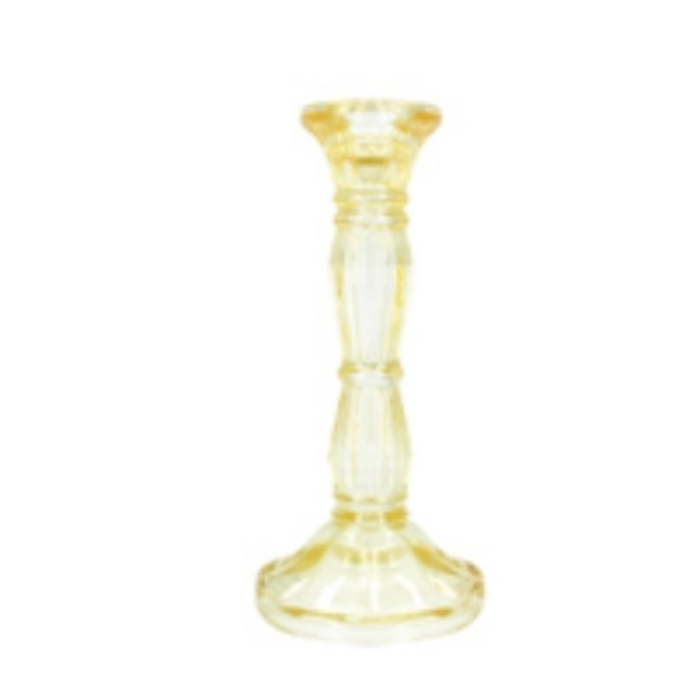 Pastel Yellow Moulded Glass Candlestick - Medium