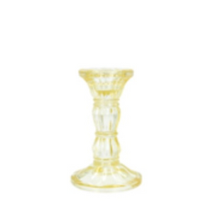 Pastel Yellow Moulded Glass Candlestick nationwide delivery www,lilybloom.ie
