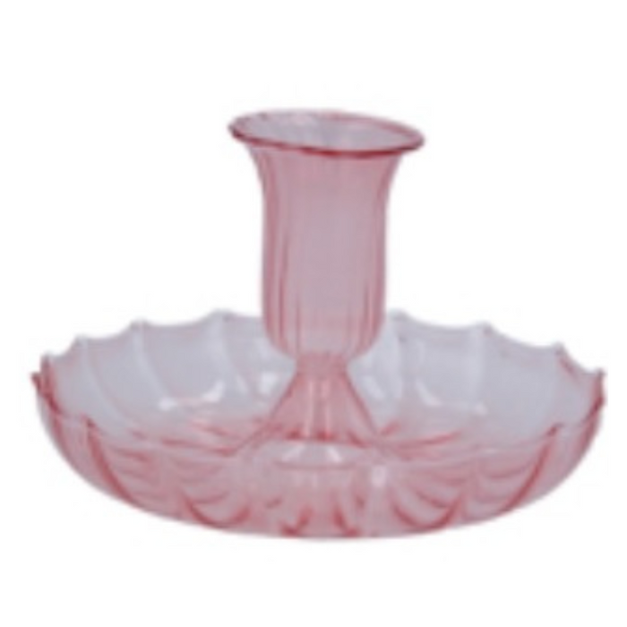 Pink Glass Fluted Candlestick