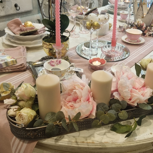 Pink Peony Oblong Tray candle display nationwide delivery www.lilybloom.ie