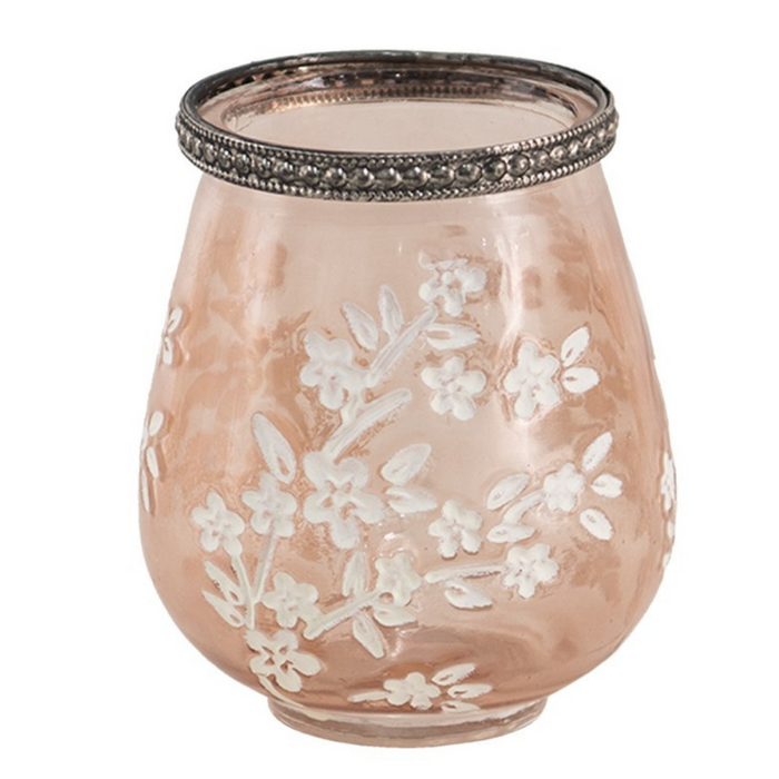 Pink Floral Tealight Holder