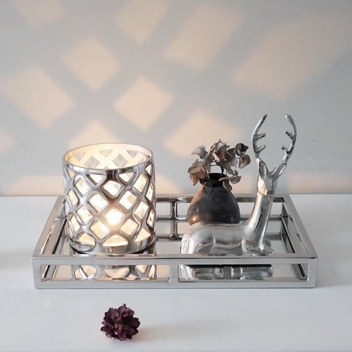 Chrome Rectangle Mirror Tray