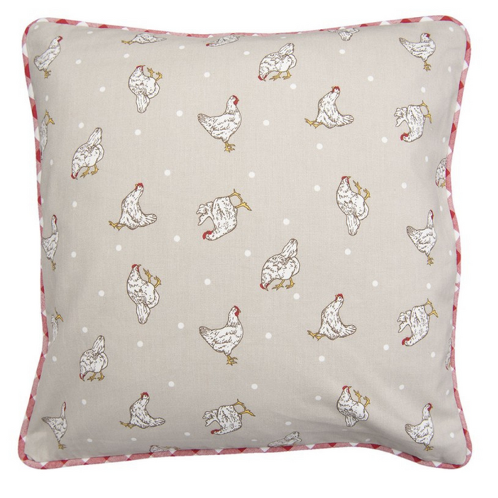 Red and White Chicken Cushion Cover