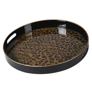 Black and Leopard Print Tray 350mm diamater available online at www.lilybloom.ie or instore at Lily Bloom