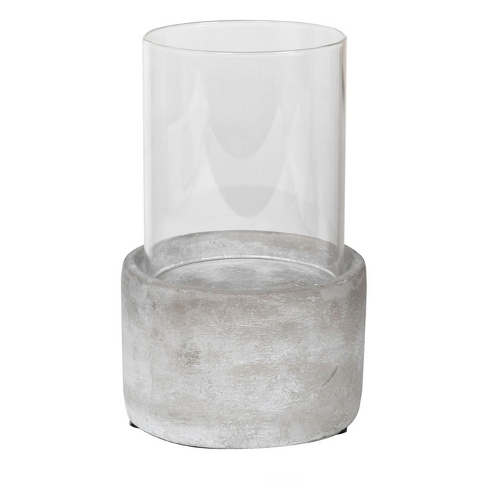Round Glass and Cement Hurricane