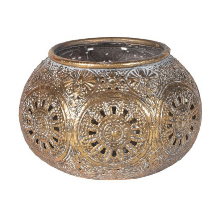 Round Gold Effect Candle Holder