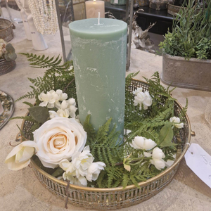 Sage Green Candle and Mirrored Tray Display Mothers Day nationwide delivery www.lilybloom.ie