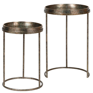Set of 2 Mirrored Fern Pattern Tray Tables nationwide delivery www.lilybloom.ie
