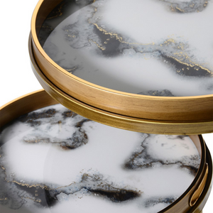 Set of 2 White Marble Effect Tray Tables nationwide delivery www.lilybloom.ie