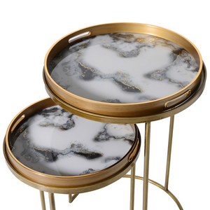 Set of 2 White Marble Effect Tray Tables nationwide delivery www.lilybloom.ie