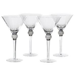 Set of 4 Silver Diamante Ball Martini Glasses nationwide delivery www.lilybloom.ie