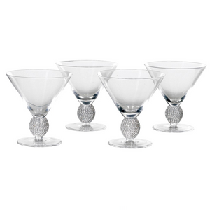 Set of 4 Silver Diamante Cocktail Glasses