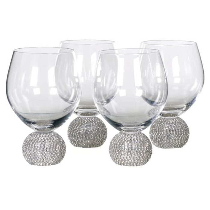 Set of 4 Silver Diamante Dining Glasses
