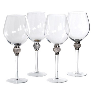 Set of 4 Silver Diamante Red Wine Glasses nationwide delivery www.lilybloom.ie