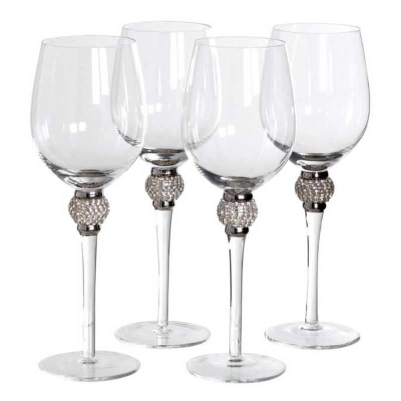 Set of 4 Silver Diamante Gin Glasses - CASA
