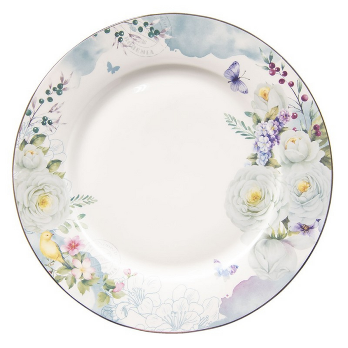 Set of 4 Floral & Butterfly Dinner Plates