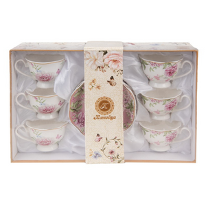 Set of 6 Pink Floral Cup & Saucer Set  nationwide delivery www.lilybloom.ie