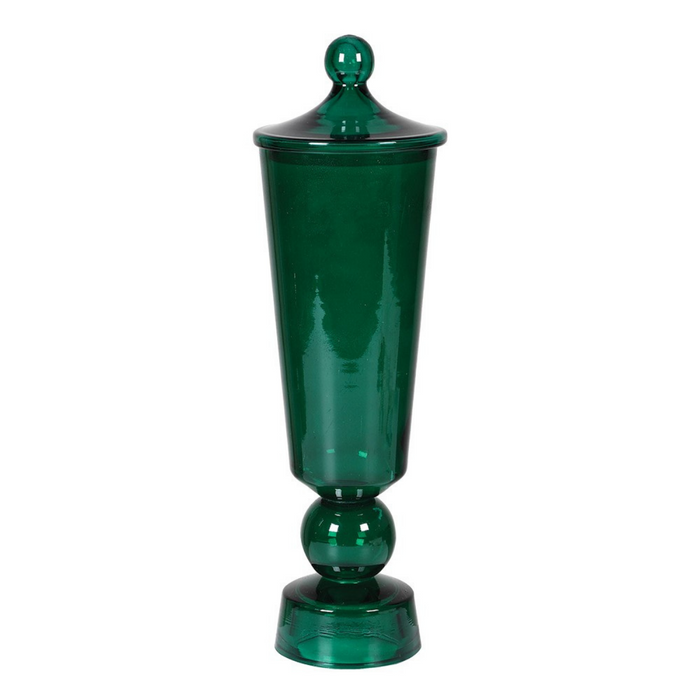 Small Emerald Glass jar with Lid