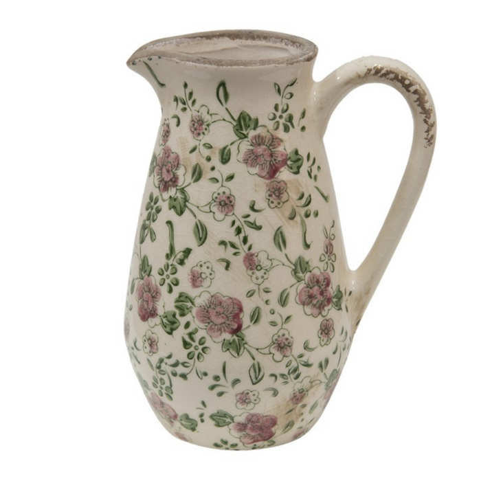 Small Pink and Green Floral Pitcher