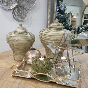 Large Sage Rippled Vase with Lid nationwide delivery www.lilybloom.ie