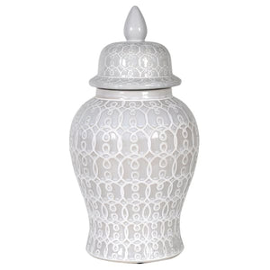 small white patterned ginger jar available for home delivery www.lilybloom.ie